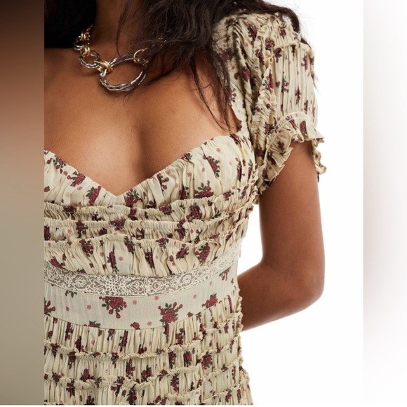 NWT!$248! Free People Women's Bali Juniper
Floral Print Ruffled Midi Dress SZ 12 - Picture 3 of 6